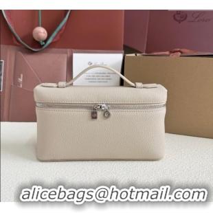 Top Grade Loro Piana LP Extra Pocket Pouch L19 in Grained Calfskin FAI8393 Light Grey 2025