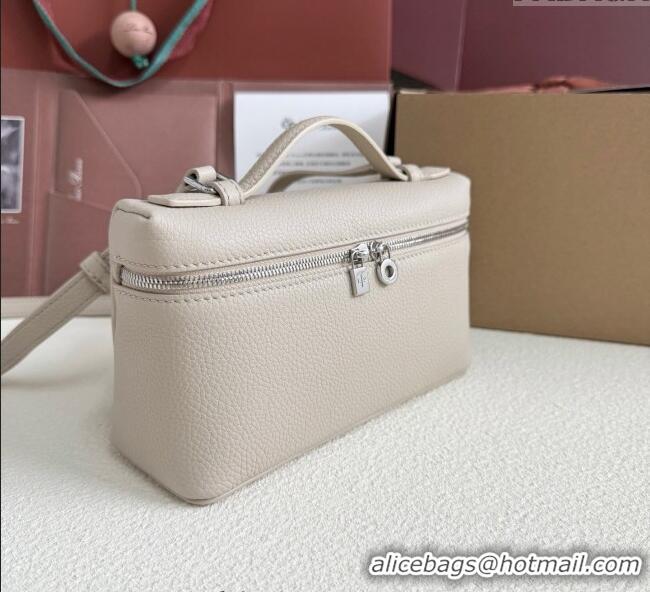 Top Grade Loro Piana LP Extra Pocket Pouch L19 in Grained Calfskin FAI8393 Light Grey 2025