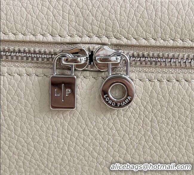 Top Grade Loro Piana LP Extra Pocket Pouch L19 in Grained Calfskin FAI8393 Light Grey 2025