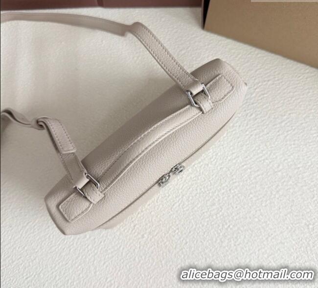 Top Grade Loro Piana LP Extra Pocket Pouch L19 in Grained Calfskin FAI8393 Light Grey 2025