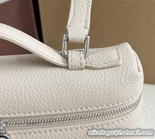 Top Grade Loro Piana LP Extra Pocket Pouch L19 in Grained Calfskin FAI8393 Light Grey 2025