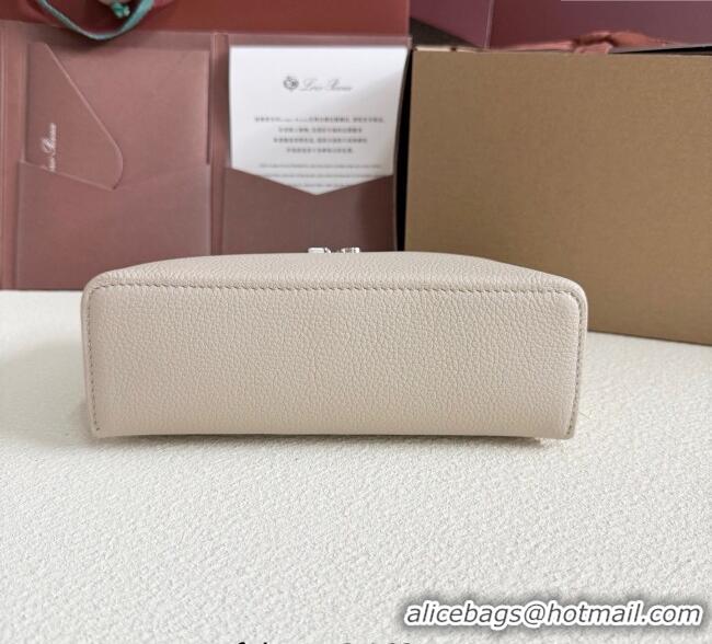 Top Grade Loro Piana LP Extra Pocket Pouch L19 in Grained Calfskin FAI8393 Light Grey 2025