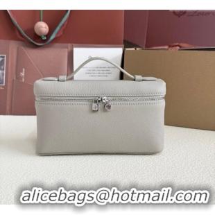 Top Quality Loro Piana LP Extra Pocket Pouch L19 in Grained Calfskin FAI8393 Pearly Grey 2025