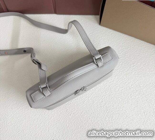 Top Quality Loro Piana LP Extra Pocket Pouch L19 in Grained Calfskin FAI8393 Pearly Grey 2025