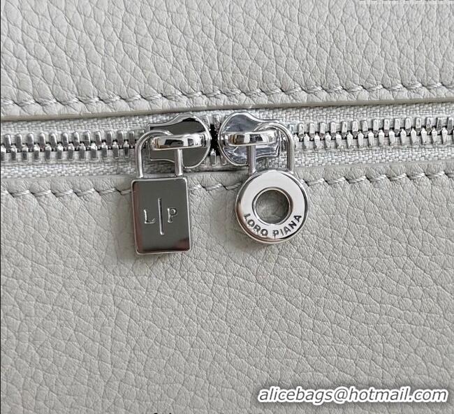 Top Quality Loro Piana LP Extra Pocket Pouch L19 in Grained Calfskin FAI8393 Pearly Grey 2025