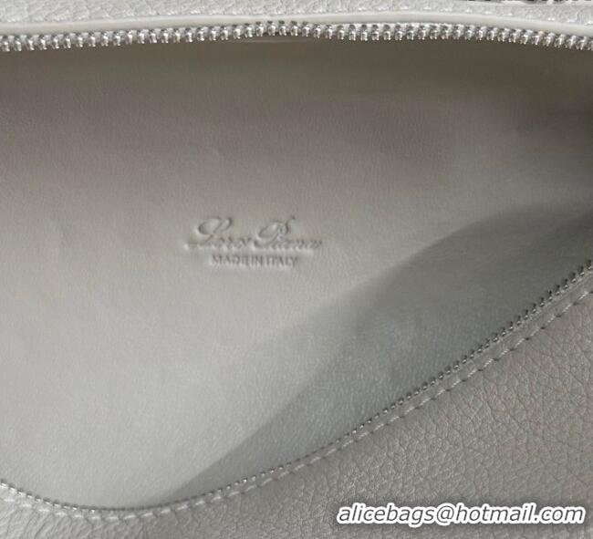 Top Quality Loro Piana LP Extra Pocket Pouch L19 in Grained Calfskin FAI8393 Pearly Grey 2025