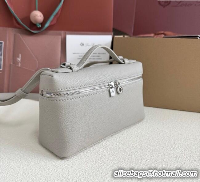 Top Quality Loro Piana LP Extra Pocket Pouch L19 in Grained Calfskin FAI8393 Pearly Grey 2025