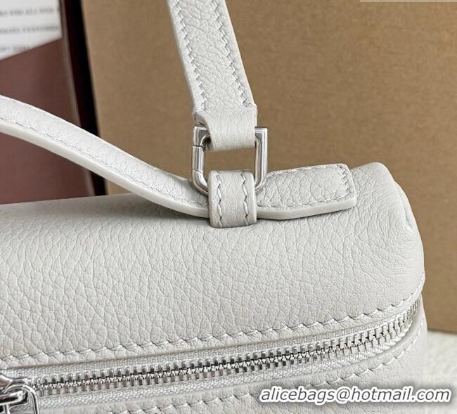 Top Quality Loro Piana LP Extra Pocket Pouch L19 in Grained Calfskin FAI8393 Pearly Grey 2025