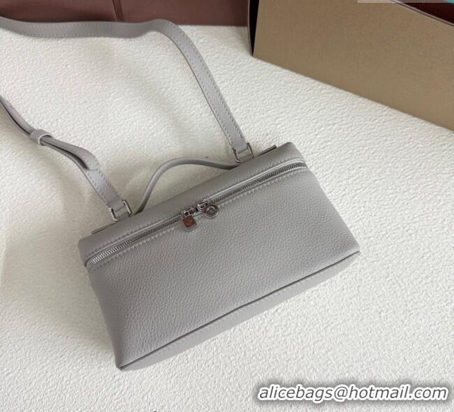 Top Quality Loro Piana LP Extra Pocket Pouch L19 in Grained Calfskin FAI8393 Pearly Grey 2025