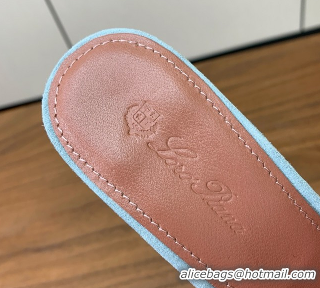 Lowest Price Loro Piana Summer Charms Sandal 5.5cm Heel in Suede LP62009 Light Blue