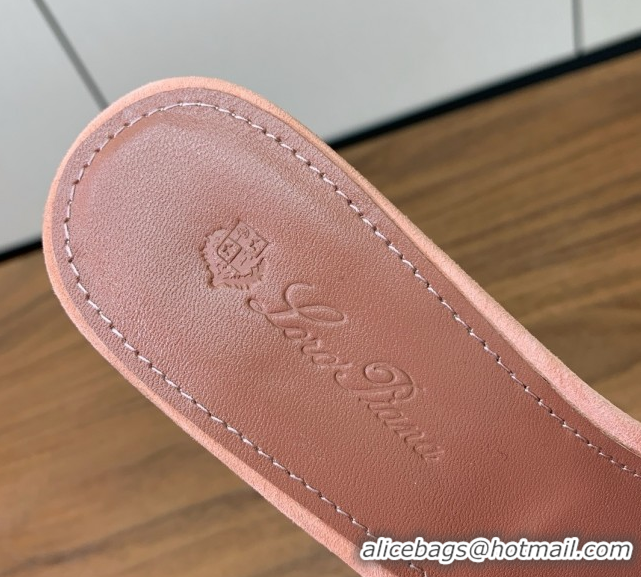 Cheap Price Loro Piana Summer Charms Sandal 5.5cm Heel in Suede LP62011 Pink