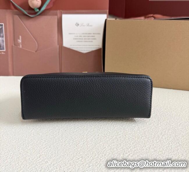 Trendy Design Loro Piana LP Extra Pocket Pouch L19 in Grained Calfskin FAI8393 Black/Gold 2025