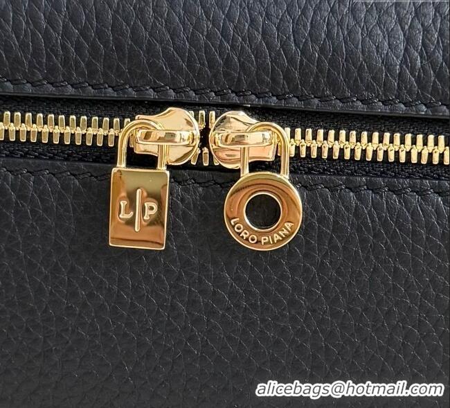Trendy Design Loro Piana LP Extra Pocket Pouch L19 in Grained Calfskin FAI8393 Black/Gold 2025