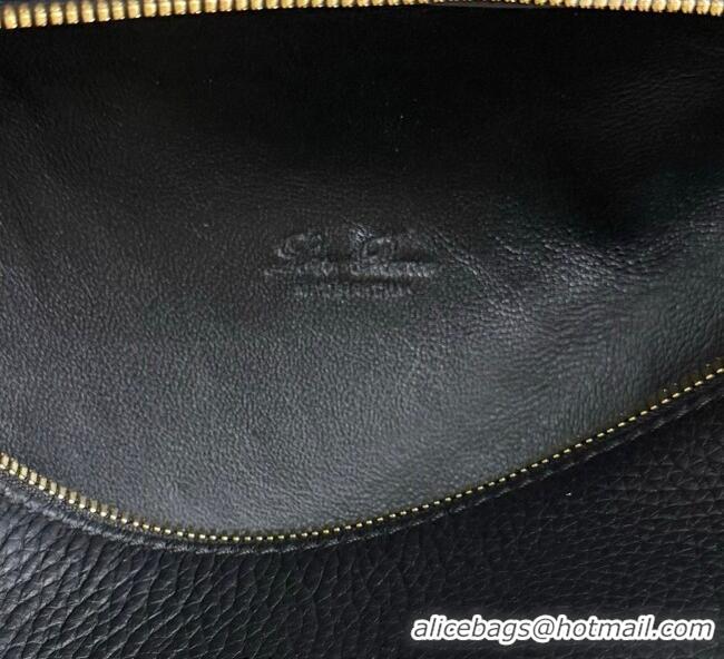 Trendy Design Loro Piana LP Extra Pocket Pouch L19 in Grained Calfskin FAI8393 Black/Gold 2025