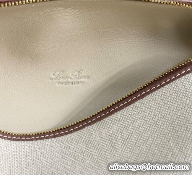 Best Product Loro Piana LP Extra Pocket Pouch L19 in Canvas and Leather FAI8393 Brown 2025
