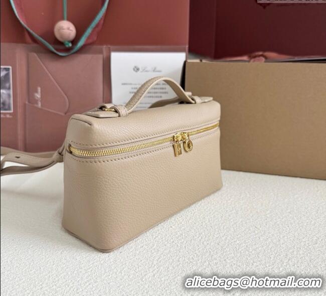 Best Price Loro Piana LP Extra Pocket Pouch L19 in Grained Calfskin FAI8393 Beige/Gold 2025
