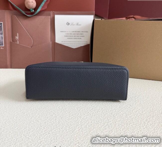 Luxury Cheap Loro Piana LP Extra Pocket Pouch L19 in Grained Calfskin FAI8393 Dark Blue 2025