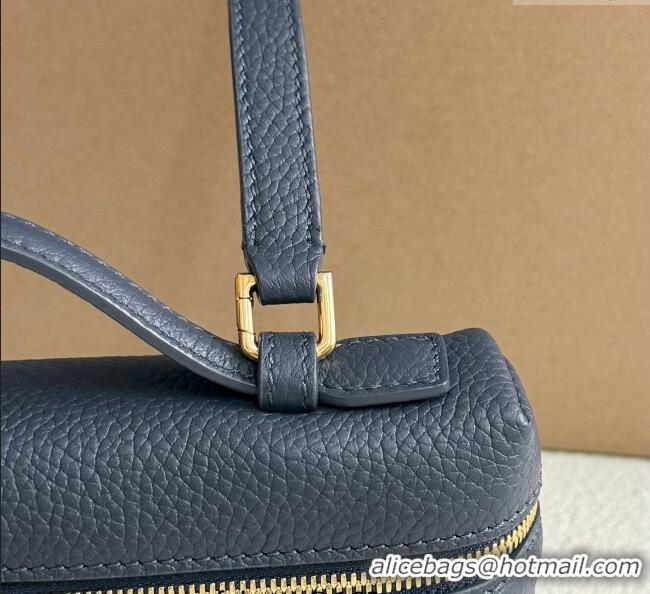 Luxury Cheap Loro Piana LP Extra Pocket Pouch L19 in Grained Calfskin FAI8393 Dark Blue 2025