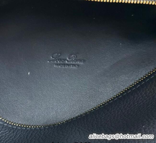 Luxury Cheap Loro Piana LP Extra Pocket Pouch L19 in Grained Calfskin FAI8393 Dark Blue 2025
