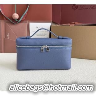 Good Taste Loro Piana LP Extra Pocket Pouch L19 in Grained Calfskin FAI8393 Indigo Blue 2025