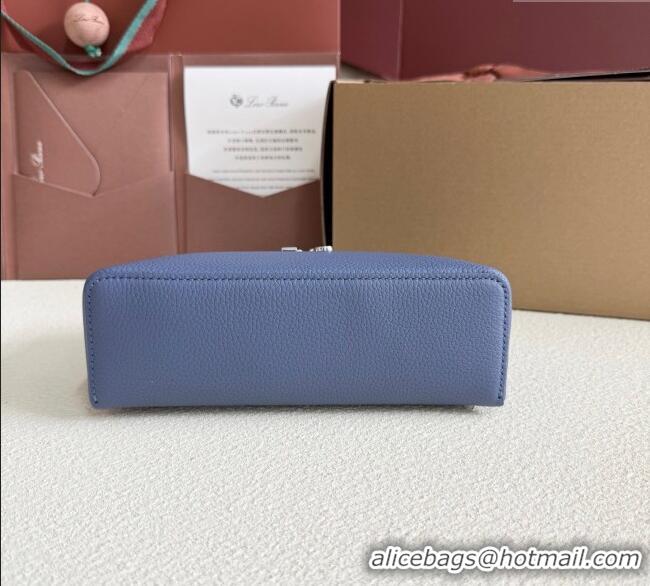 Good Taste Loro Piana LP Extra Pocket Pouch L19 in Grained Calfskin FAI8393 Indigo Blue 2025