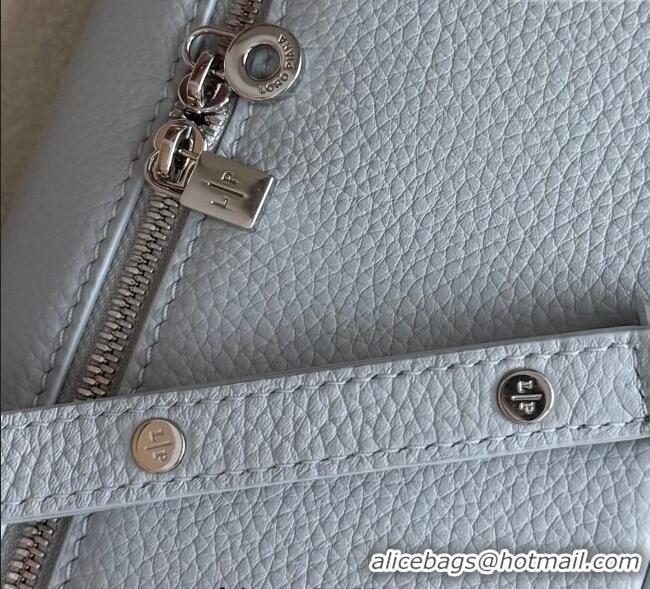Top Grade Loro Piana LP Extra Pocket Pouch L19 in Grained Calfskin FAI8393 Light Blue 2025