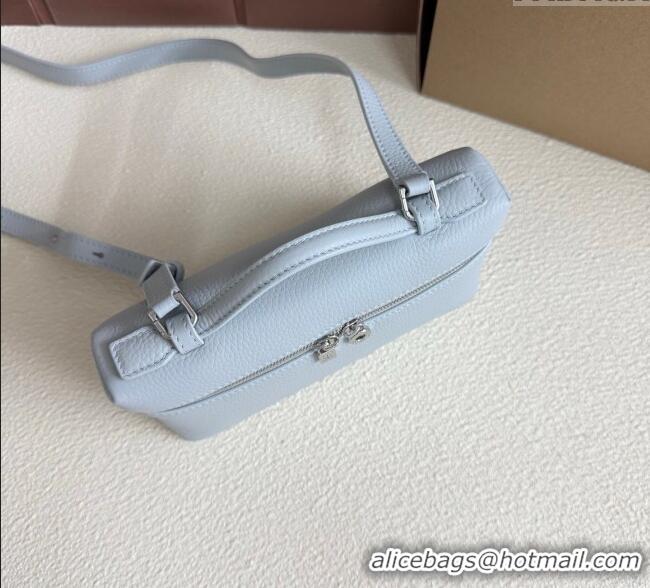 Top Grade Loro Piana LP Extra Pocket Pouch L19 in Grained Calfskin FAI8393 Light Blue 2025