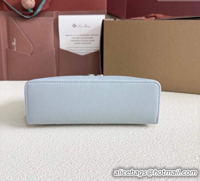 Top Grade Loro Piana LP Extra Pocket Pouch L19 in Grained Calfskin FAI8393 Light Blue 2025