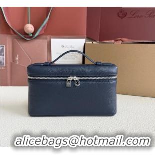 Top Design Loro Piana LP Extra Pocket Pouch L19 in Grained Calfskin FAI8393 Midnight Blue 2025