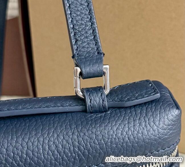 Top Design Loro Piana LP Extra Pocket Pouch L19 in Grained Calfskin FAI8393 Midnight Blue 2025