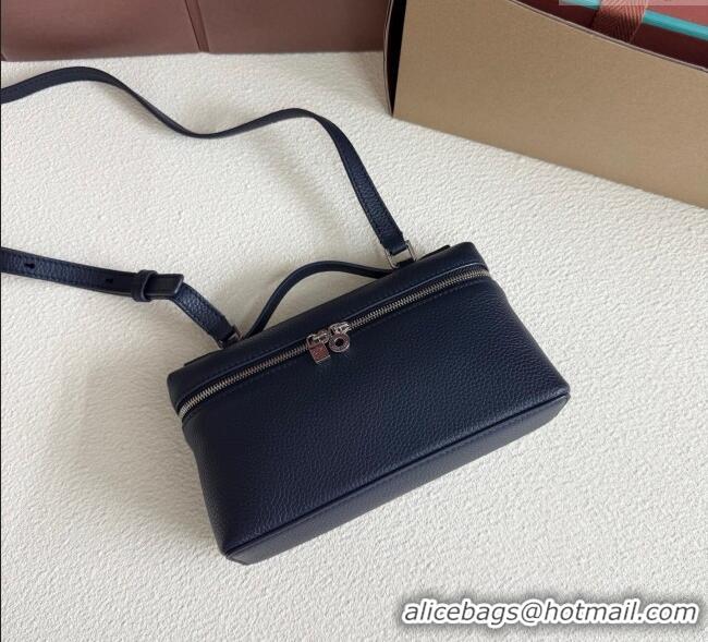 Top Design Loro Piana LP Extra Pocket Pouch L19 in Grained Calfskin FAI8393 Midnight Blue 2025
