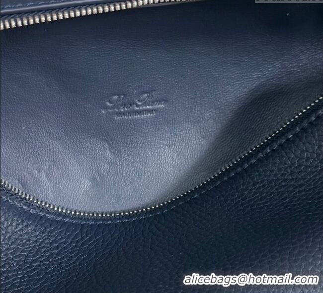 Top Design Loro Piana LP Extra Pocket Pouch L19 in Grained Calfskin FAI8393 Midnight Blue 2025