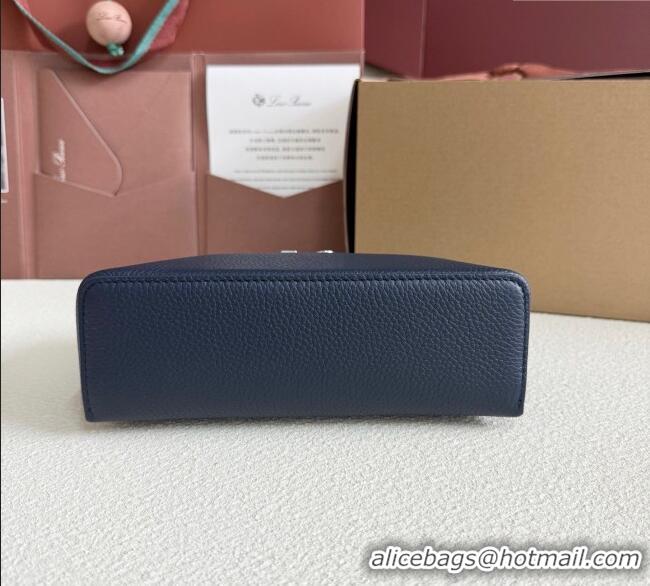 Top Design Loro Piana LP Extra Pocket Pouch L19 in Grained Calfskin FAI8393 Midnight Blue 2025