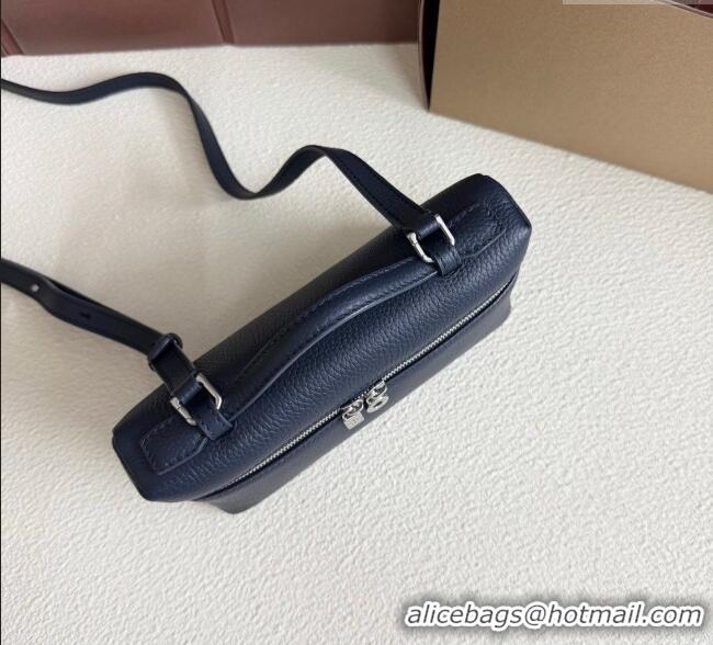Top Design Loro Piana LP Extra Pocket Pouch L19 in Grained Calfskin FAI8393 Midnight Blue 2025