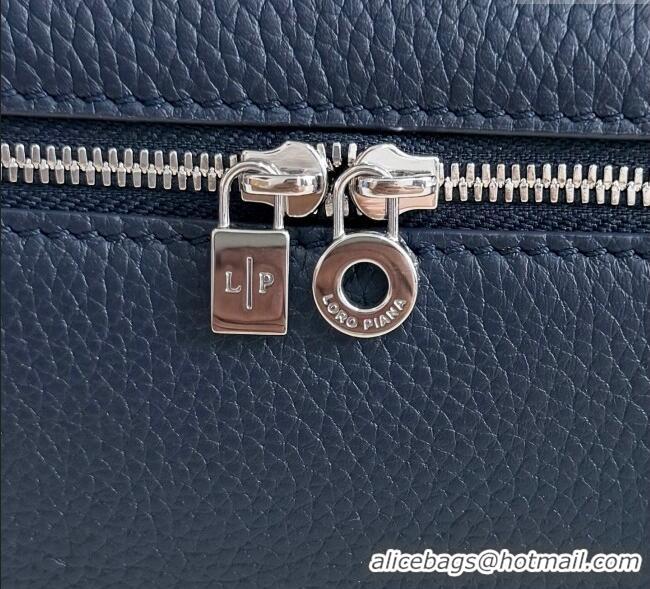 Top Design Loro Piana LP Extra Pocket Pouch L19 in Grained Calfskin FAI8393 Midnight Blue 2025