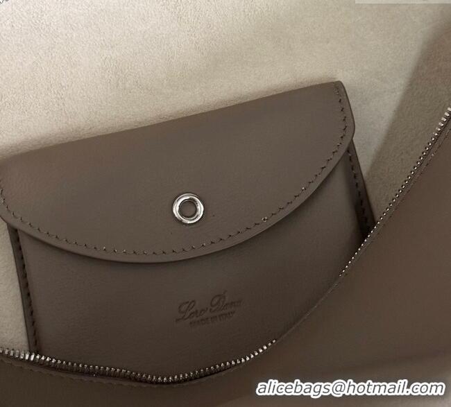 Shop Promotional Loro Piana LP Extra Pocket Pouch L27 in Grained Calfskin L5071 Warm Grey 2025
