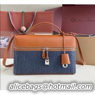 Best Price Loro Piana LP Extra Pocket Pouch L27 in Blue Denim and L5071 Brown Calfskin 2025