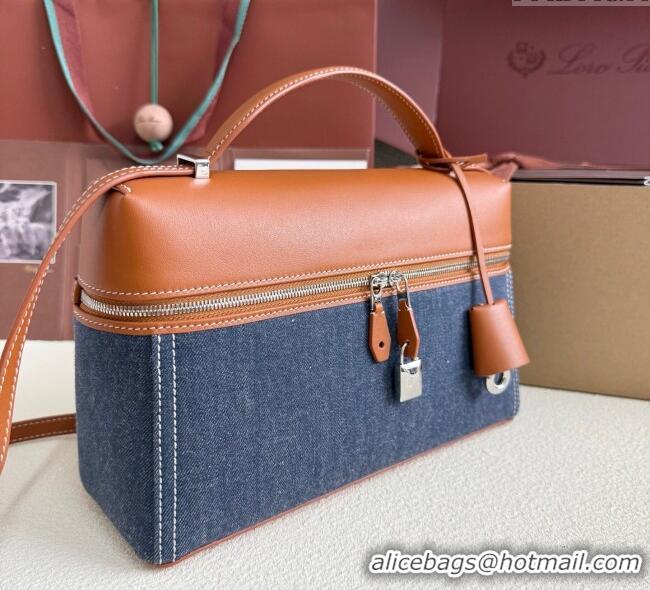 Best Price Loro Piana LP Extra Pocket Pouch L27 in Blue Denim and L5071 Brown Calfskin 2025