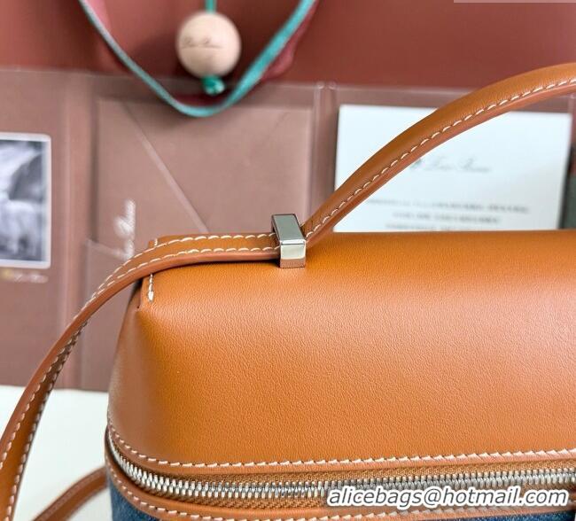 Best Price Loro Piana LP Extra Pocket Pouch L27 in Blue Denim and L5071 Brown Calfskin 2025