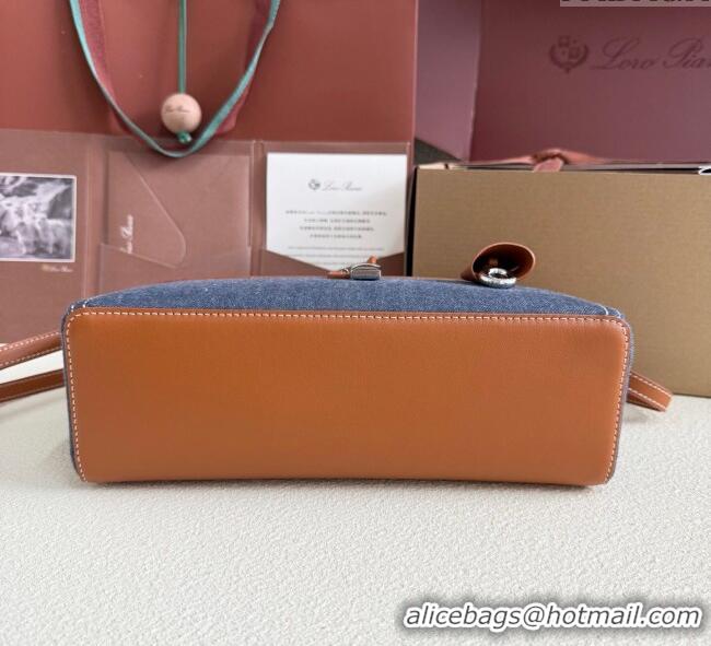 Best Price Loro Piana LP Extra Pocket Pouch L27 in Blue Denim and L5071 Brown Calfskin 2025