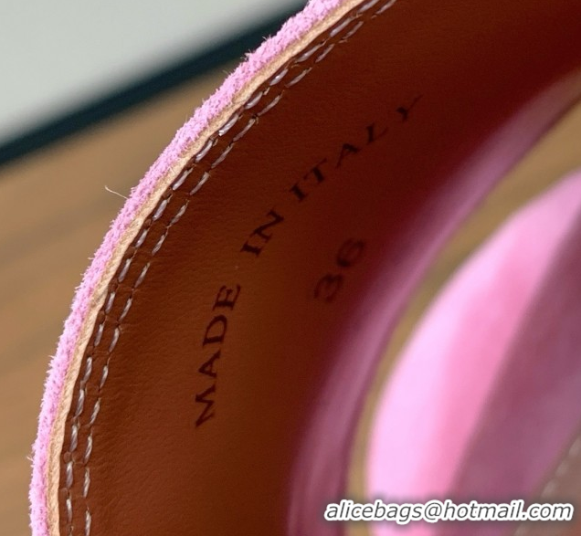 Buy New Cheap Loro Piana Summer Charms Sandal 5.5cm Heel in Suede LP62014 Peach Pink