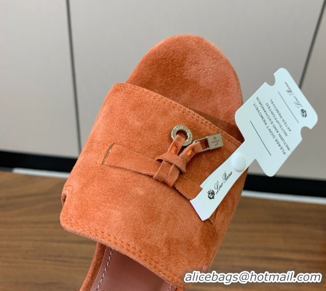 Unique Style Loro Piana Summer Charms Sandal 5.5cm Heel in Suede LP62016 Orange