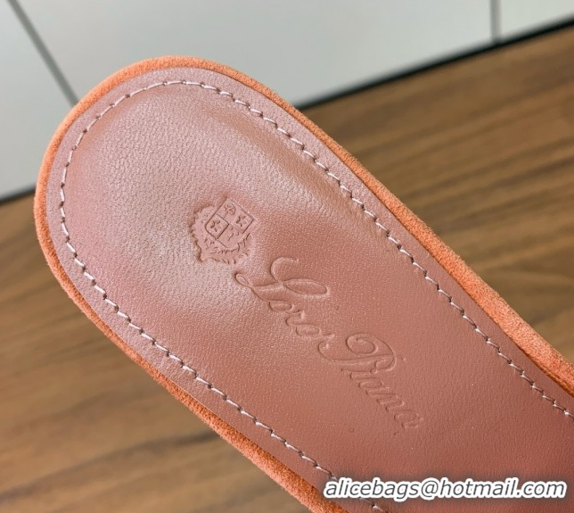 Unique Style Loro Piana Summer Charms Sandal 5.5cm Heel in Suede LP62016 Orange