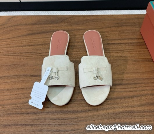 Most Popular Loro Piana Summer Charms Slides Sandal in Suede LP62019 Apricot