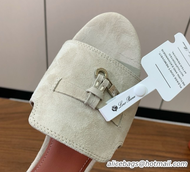 Most Popular Loro Piana Summer Charms Slides Sandal in Suede LP62019 Apricot