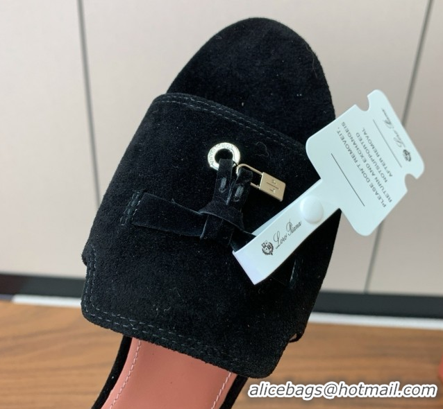 Shop Cheap Loro Piana Summer Charms Slides Sandal in Suede LP62020 Black
