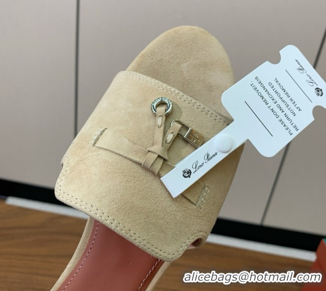 Buy Luxury Loro Piana Summer Charms Slides Sandal in Suede LP62022 Beige