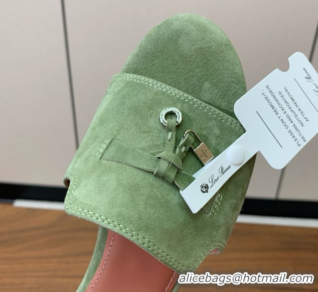 Grade Quality Loro Piana Summer Charms Slides Sandal in Suede LP62023 Green