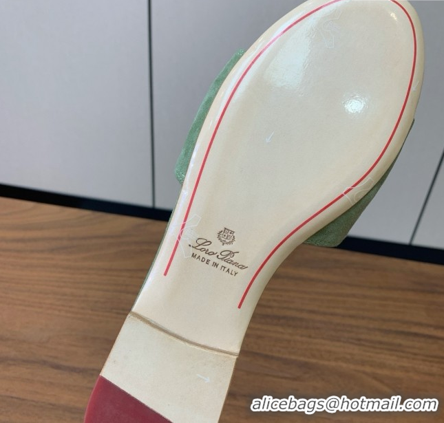 Grade Quality Loro Piana Summer Charms Slides Sandal in Suede LP62023 Green