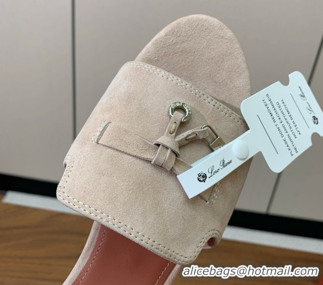 Durable Loro Piana Summer Charms Slides Sandal in Suede LP62024 Beige